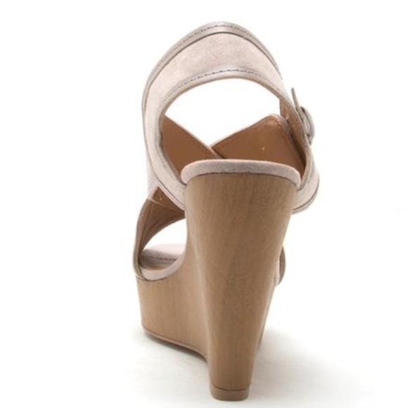 Taupe Criss Cross Wedges - Picture 3 of 7